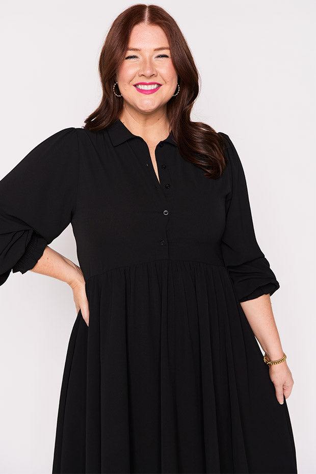 Harlow Black Dress – Black shirt dress
