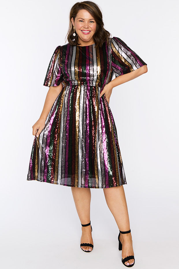 Clare Berry Stripe Sequin Dress – Berry Stripe Sequin sequin dress