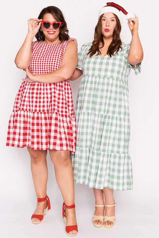 Joey Red Gingham Dress – Red Gingham knee length dress