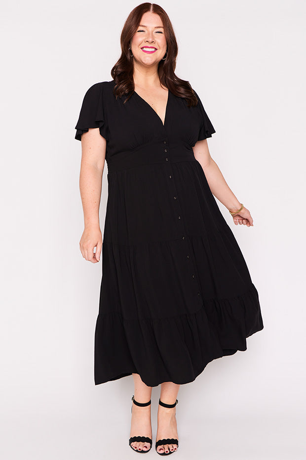 Heather Black Dress – Black midi dress