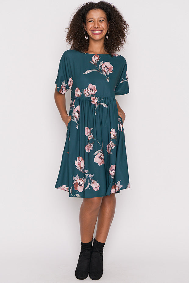 Allsorts Teal Floral Dress – Teal Floral knee length dress