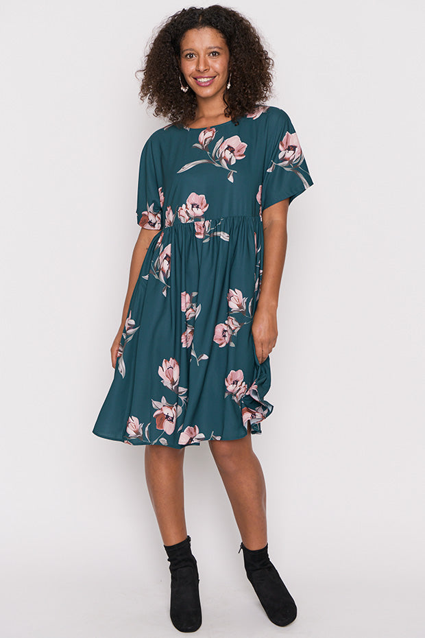 Allsorts Teal Floral Dress – Teal Floral knee length dress
