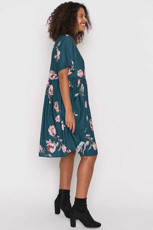 Allsorts Teal Floral Dress – Teal Floral knee length dress