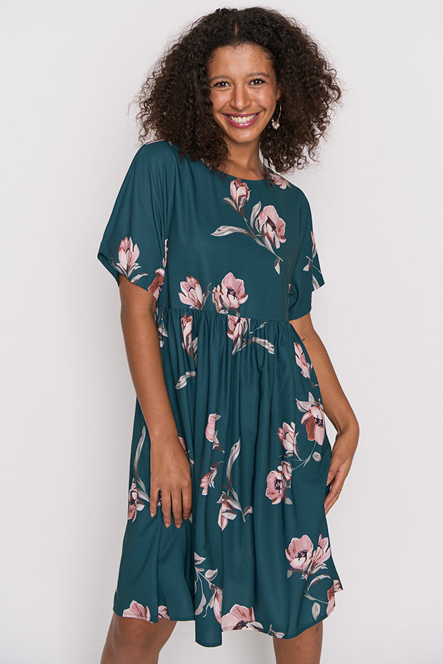 Allsorts Teal Floral Dress – Teal Floral knee length dress