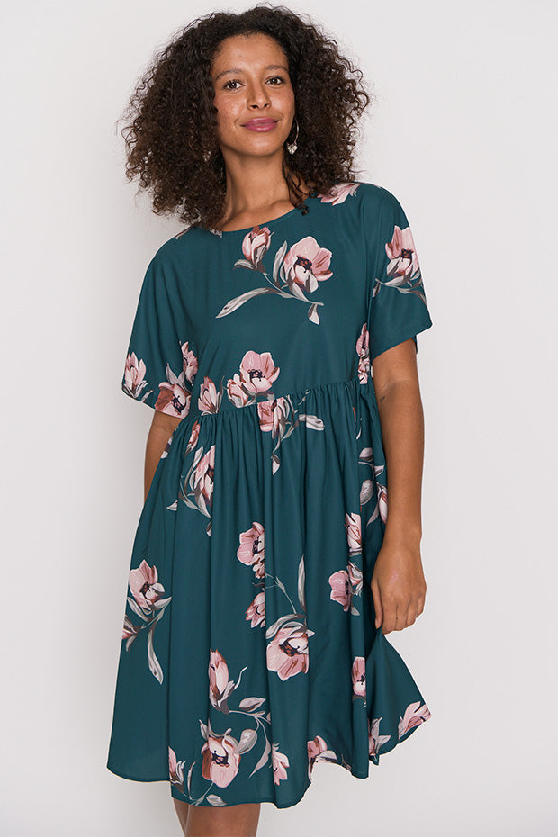 Allsorts Teal Floral Dress – Teal Floral knee length dress