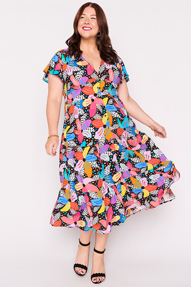 Heather Rainbow Hibiscus Dress – Rainbow Hibiscus midi dress