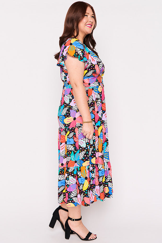 Heather Rainbow Hibiscus Dress – Rainbow Hibiscus midi dress