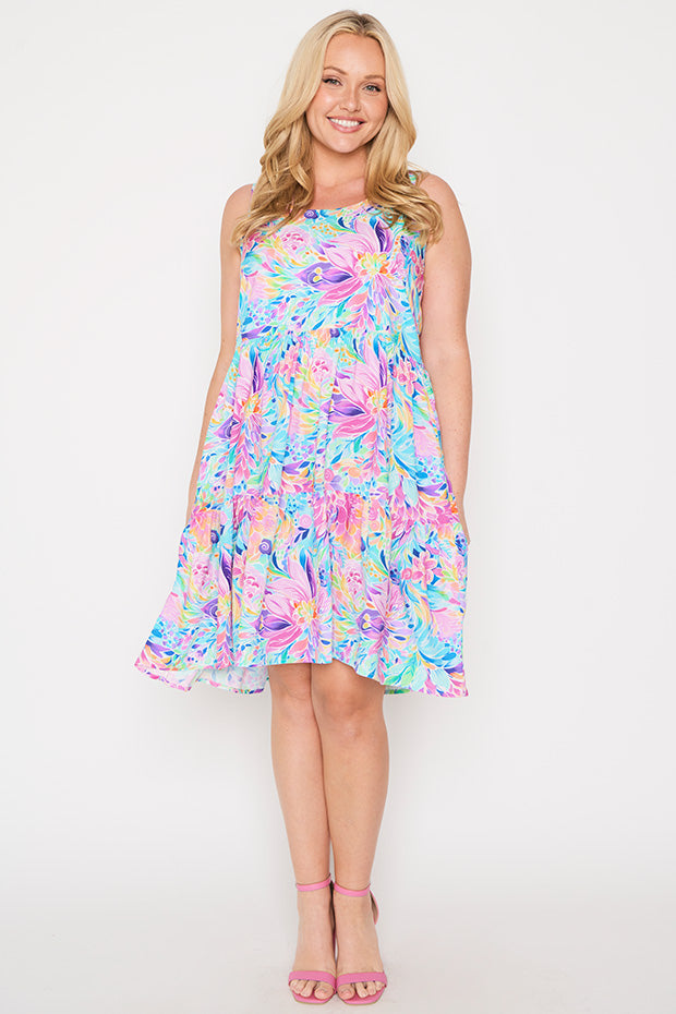 Kiana Rainbow Bloom Dress – Rainbow Bloom knee length dress