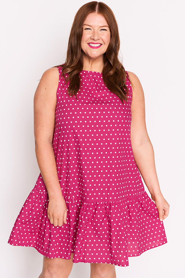 Andi Magenta Spot Dress – Magenta Spot mini dress