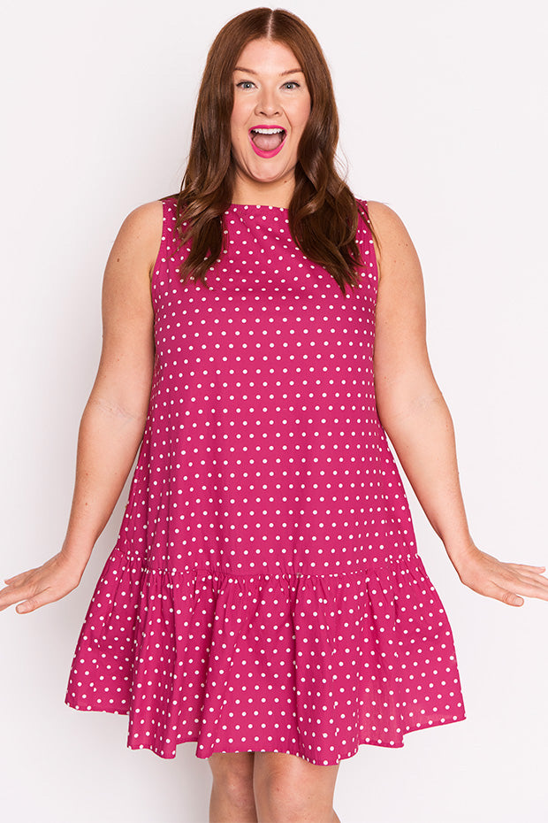 Andi Magenta Spot Dress – Magenta Spot mini dress