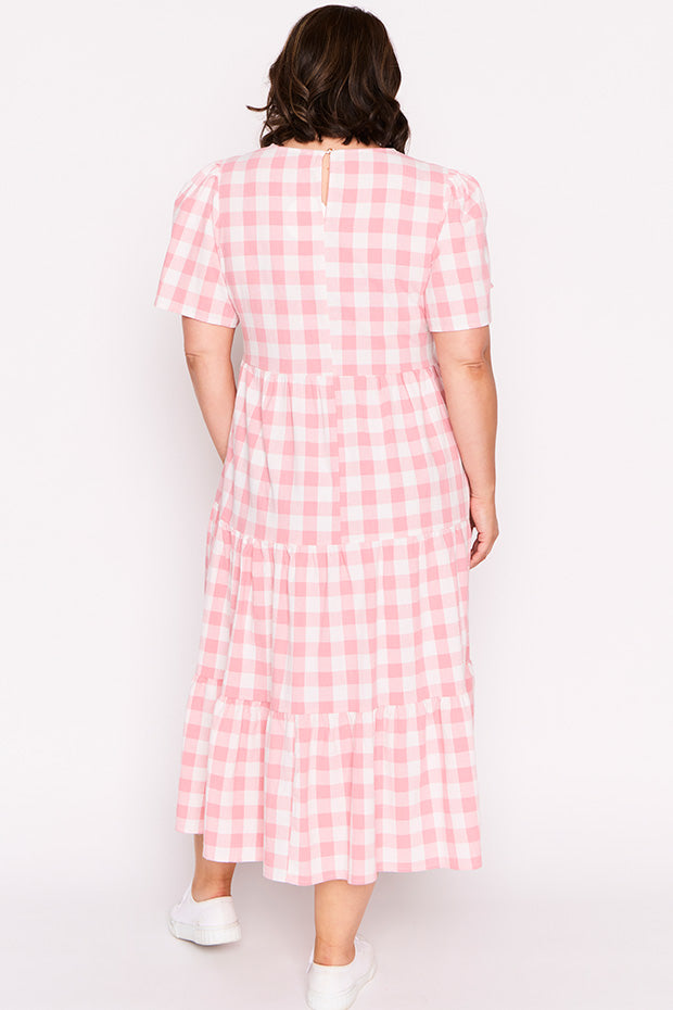 Percy Pink Gingham Dress – Pink Gingham midi dress