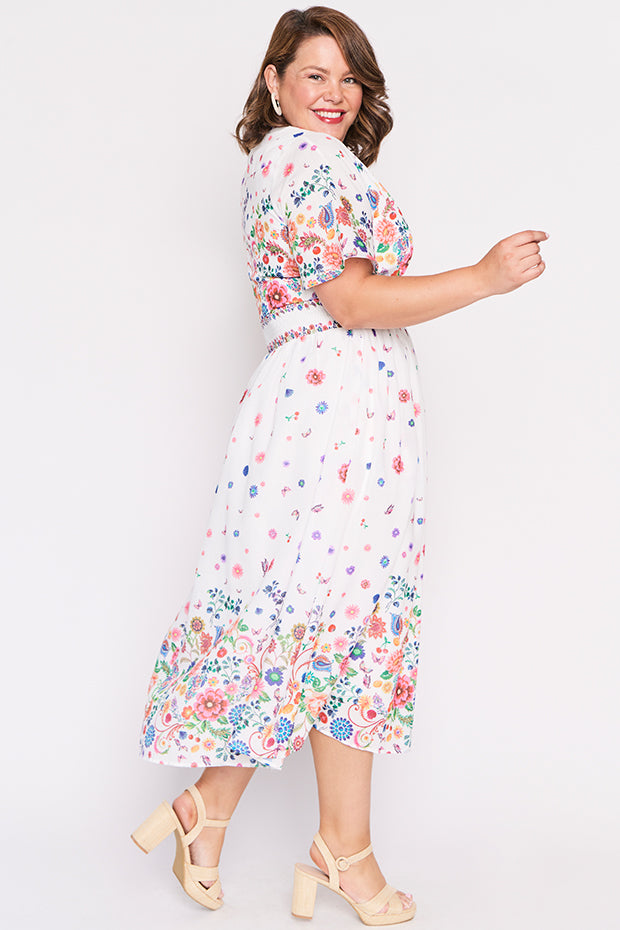 Stephanie White Magic Garden Dress – White Magic Garden midi dress