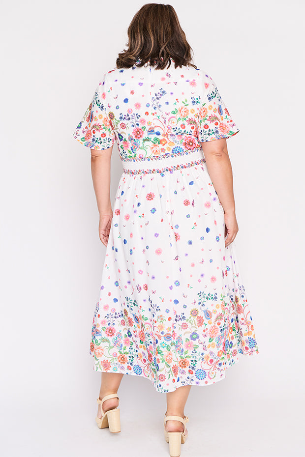 Stephanie White Magic Garden Dress – White Magic Garden midi dress