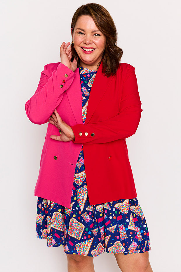 Claire Pink & Red Blazer – Pink & Red blazer