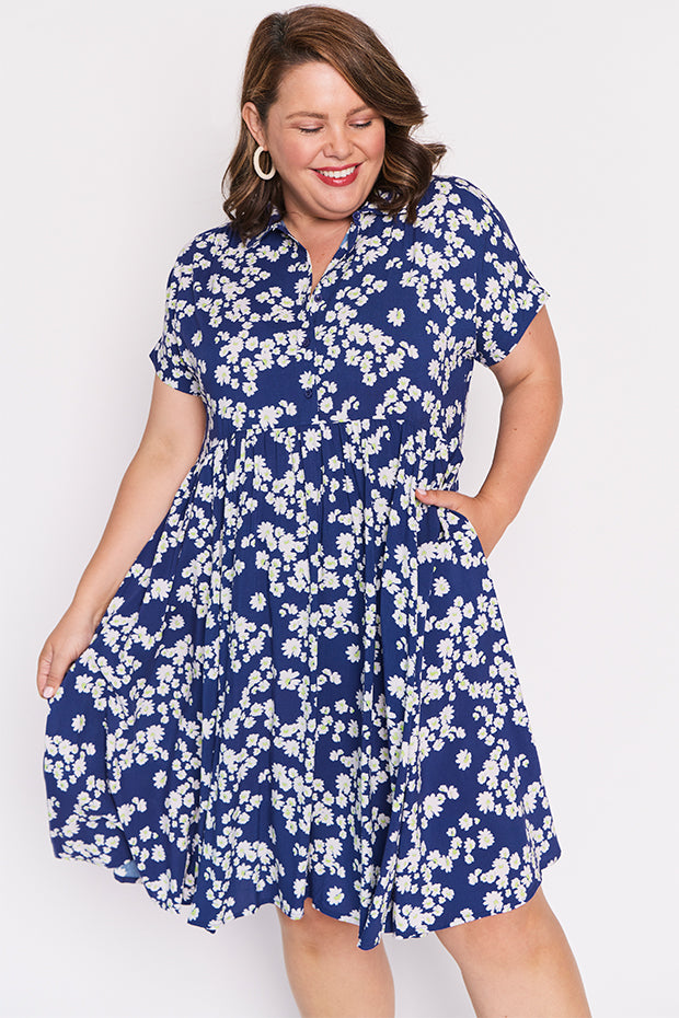 Kimba Blue Petal Whimsy Dress – Blue Petal Whimsy shirt dress