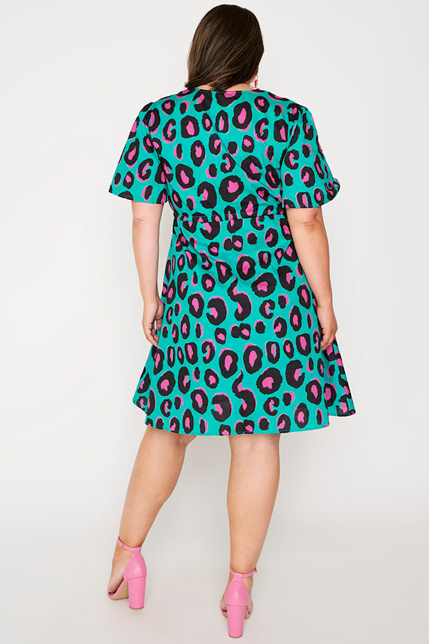 Siena Cotton Minty Leopard Dress – Minty Leopard knee length dress