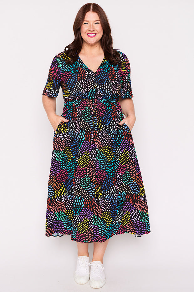 Michelle Rainbow Waves Dress – Rainbow Waves midi dress