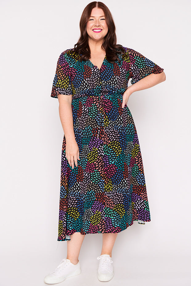Michelle Rainbow Waves Dress – Rainbow Waves midi dress