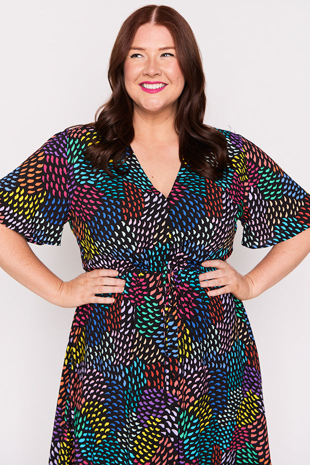 Michelle Rainbow Waves Dress – Rainbow Waves midi dress