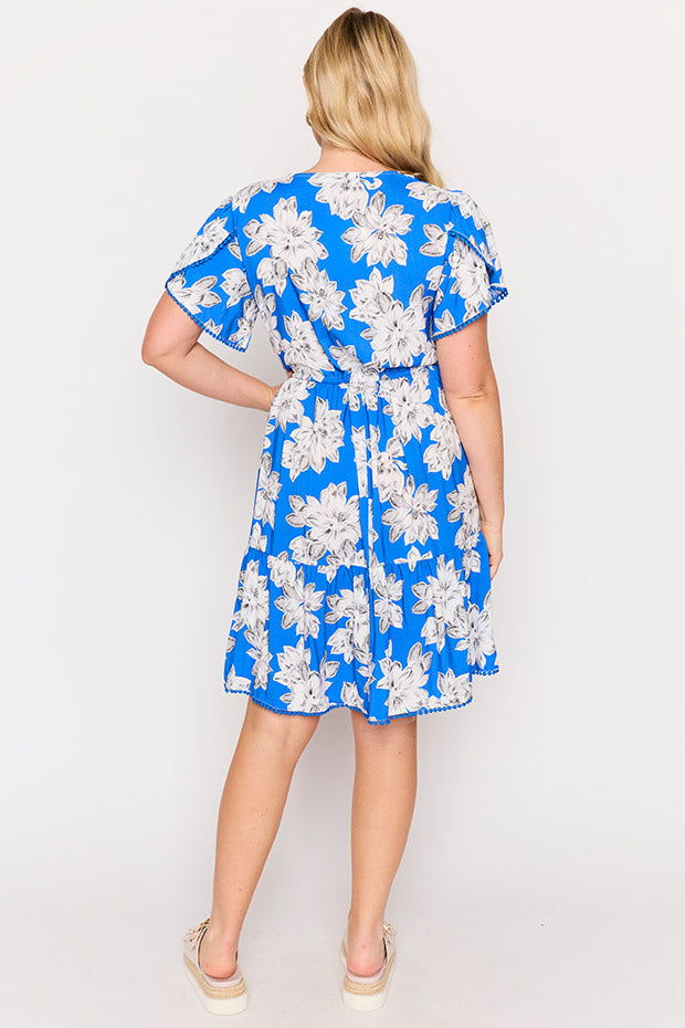 Gloria Blue Magnolia Dress – Blue Magnolia knee length dress