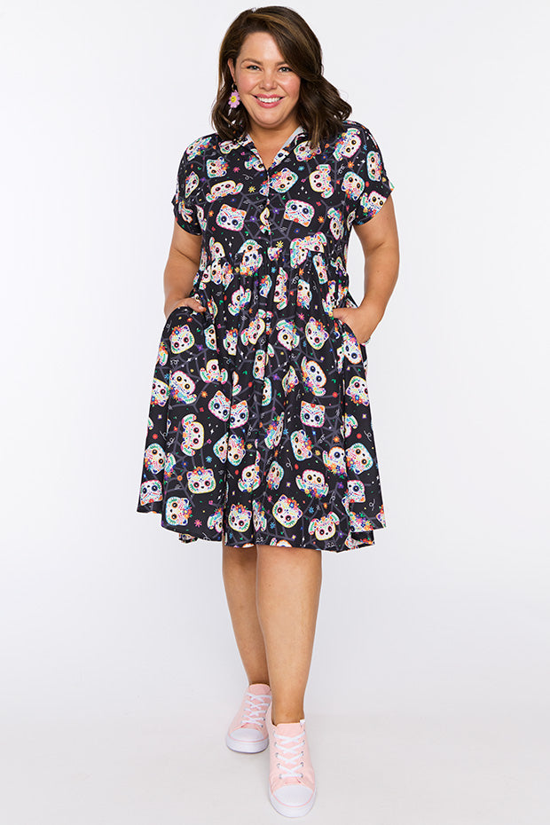 Frankie Sugar Skull Pets Dress – Sugar Skull Pets shirt dress