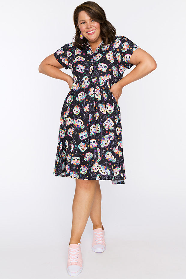 Frankie Sugar Skull Pets Dress – Sugar Skull Pets shirt dress