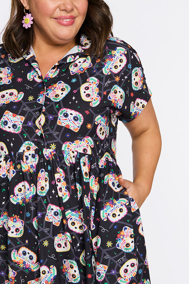 Frankie Sugar Skull Pets Dress – Sugar Skull Pets shirt dress