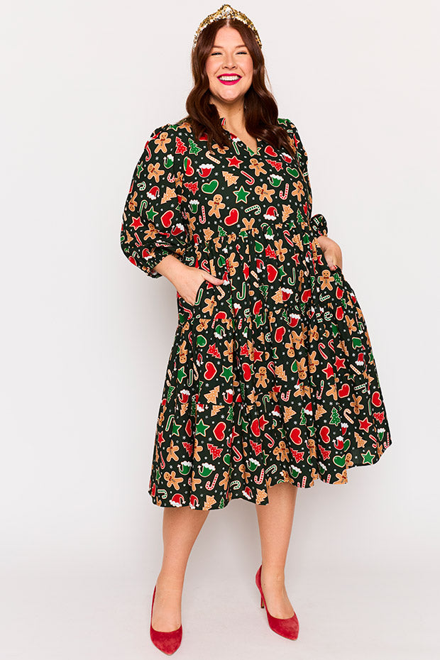 Crystal Gingerbread Cookie Christmas Dress – Gingerbread Cookie Christmas midi dress