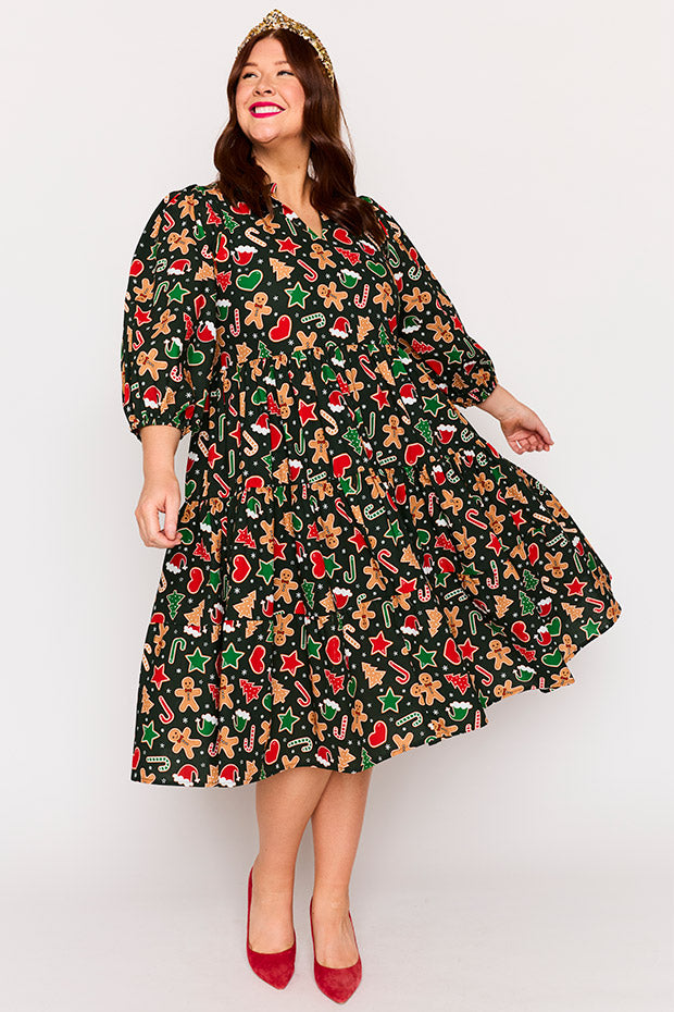 Crystal Gingerbread Cookie Christmas Dress – Gingerbread Cookie Christmas midi dress