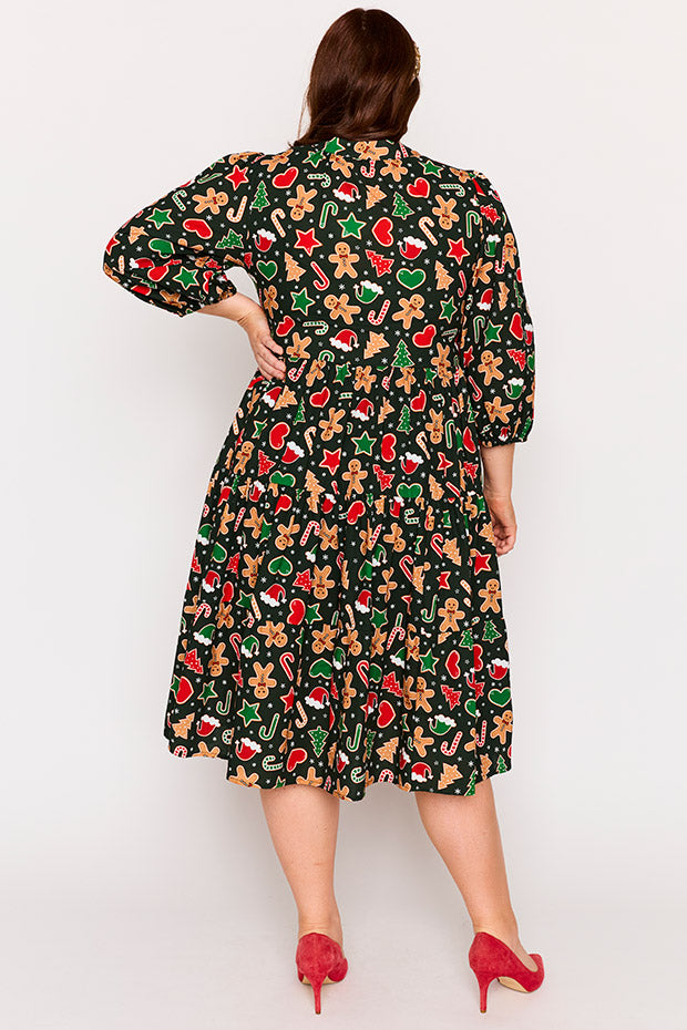 Crystal Gingerbread Cookie Christmas Dress – Gingerbread Cookie Christmas midi dress