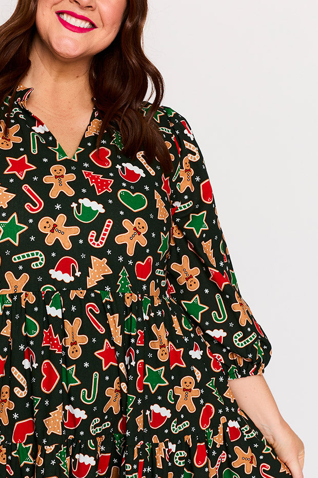 Crystal Gingerbread Cookie Christmas Dress – Gingerbread Cookie Christmas midi dress