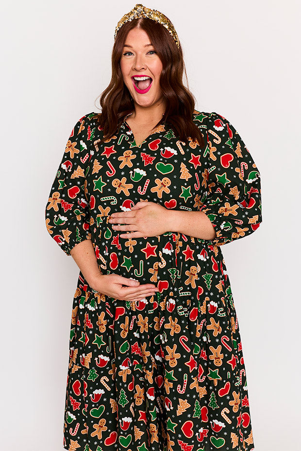 Crystal Gingerbread Cookie Christmas Dress – Gingerbread Cookie Christmas midi dress