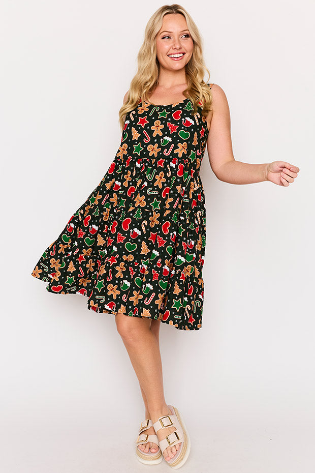 Dorothy Gingerbread Cookie Christmas Dress – Gingerbread Cookie Christmas mini dress