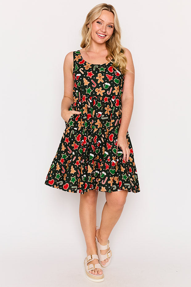 Dorothy Gingerbread Cookie Christmas Dress – Gingerbread Cookie Christmas mini dress