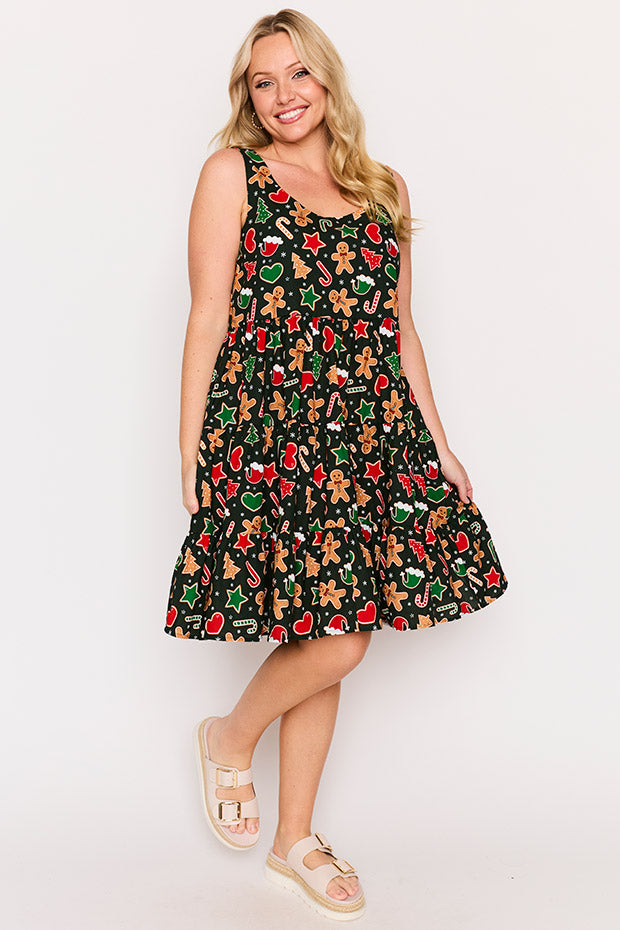 Dorothy Gingerbread Cookie Christmas Dress – Gingerbread Cookie Christmas mini dress