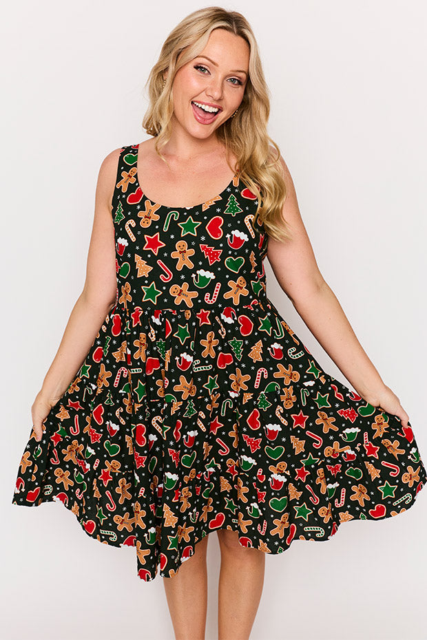 Dorothy Gingerbread Cookie Christmas Dress – Gingerbread Cookie Christmas mini dress