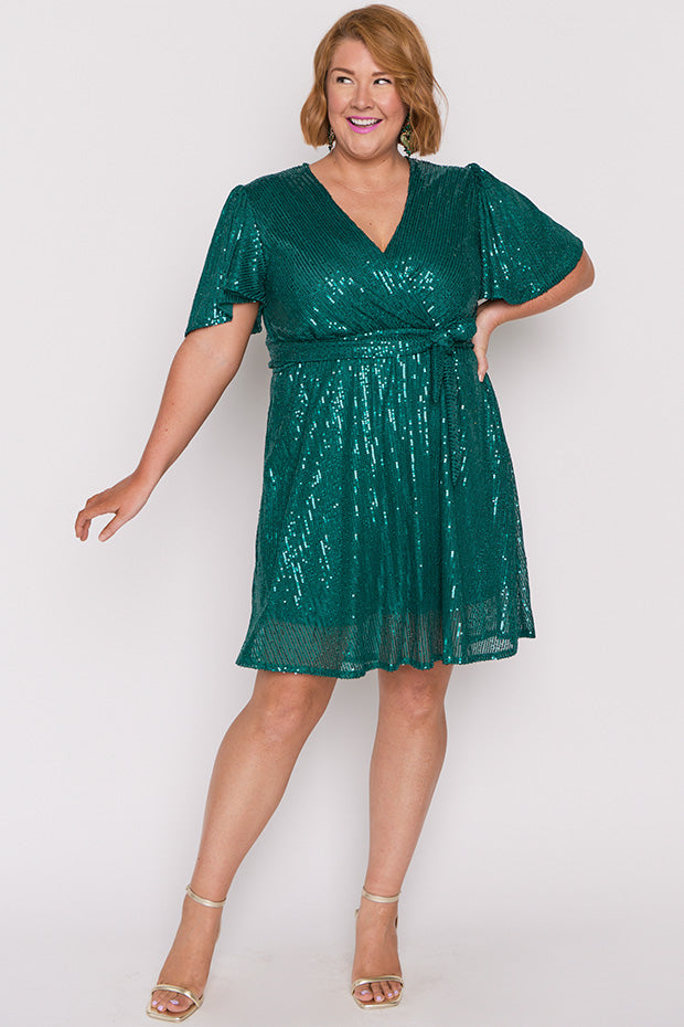 Juliette Emerald Sequins Party Dress – Emerald Sequins midi dress