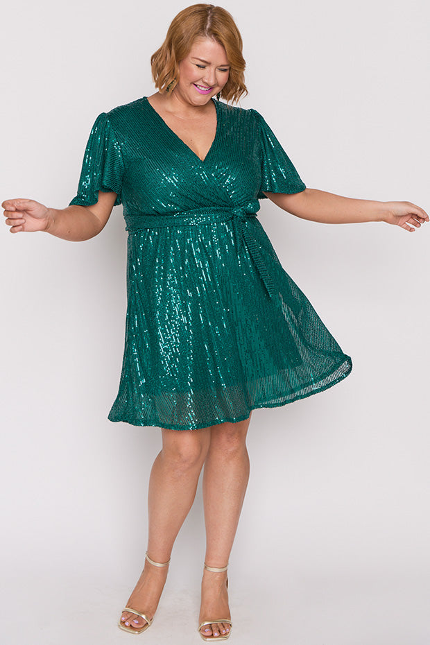 Juliette Emerald Sequins Party Dress – Emerald Sequins midi dress