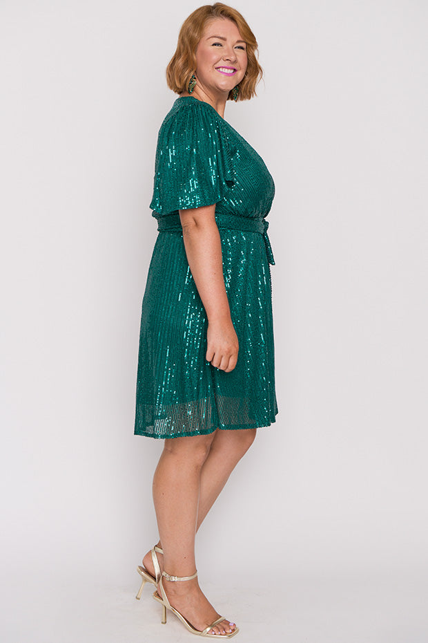 Juliette Emerald Sequins Party Dress – Emerald Sequins midi dress