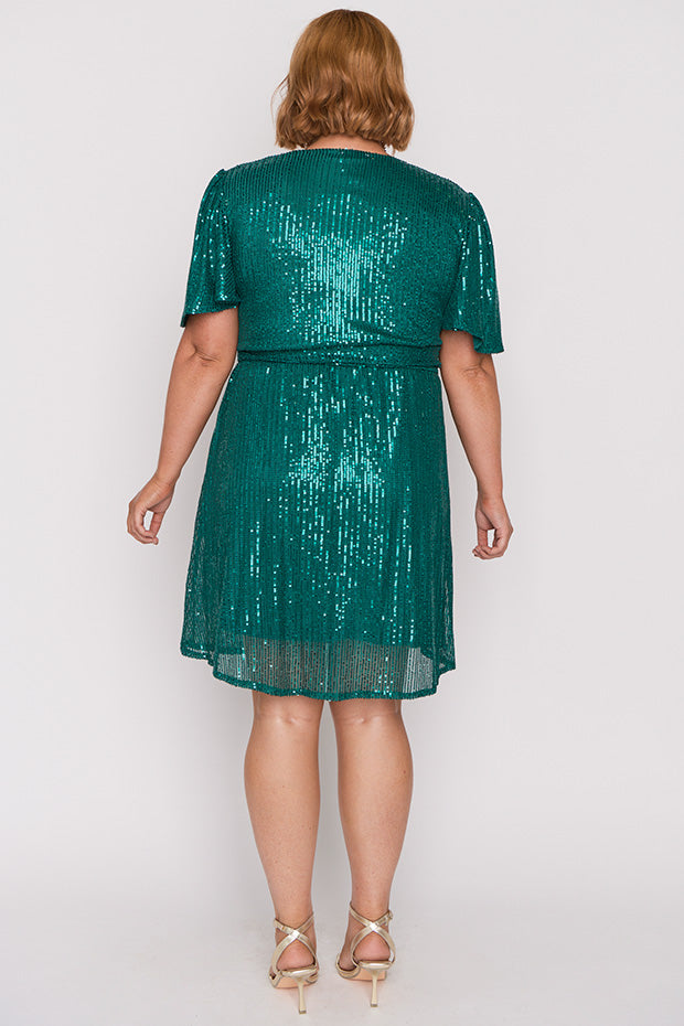 Juliette Emerald Sequins Party Dress – Emerald Sequins midi dress