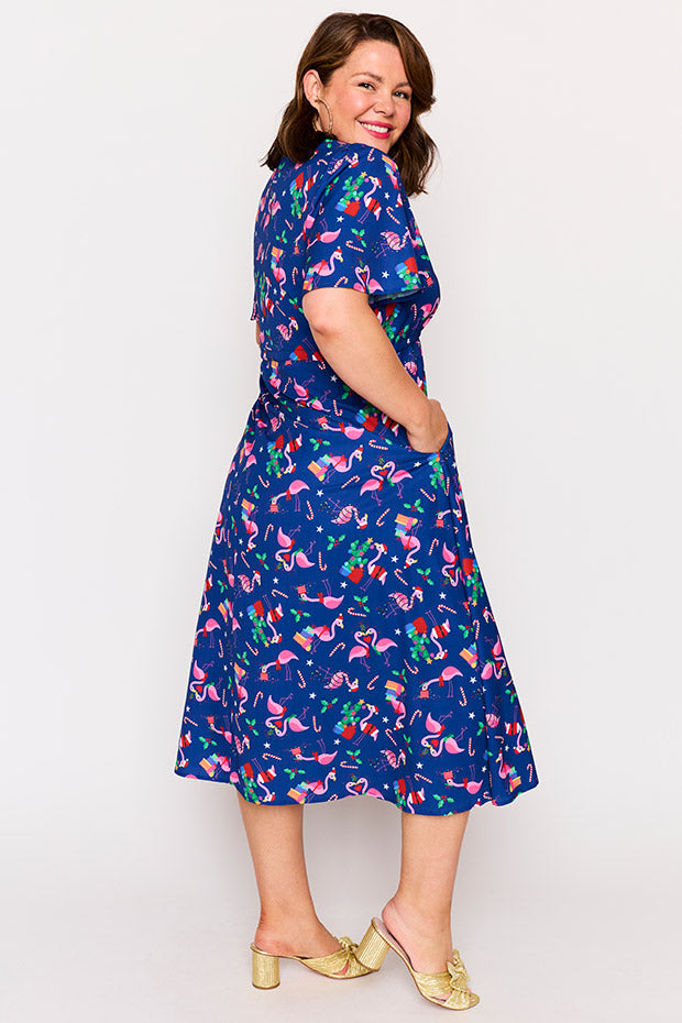 Marley Flamingo Christmas Dress – Flamingo Christmas midi dress