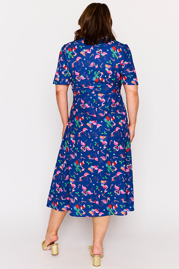 Marley Flamingo Christmas Dress – Flamingo Christmas midi dress