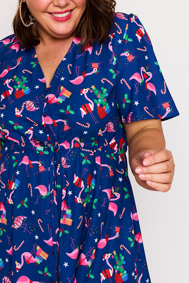 Marley Flamingo Christmas Dress – Flamingo Christmas midi dress