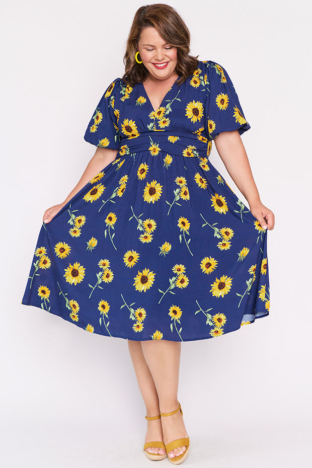 Rowan Sunflower Dress – Sunflower knee length dress