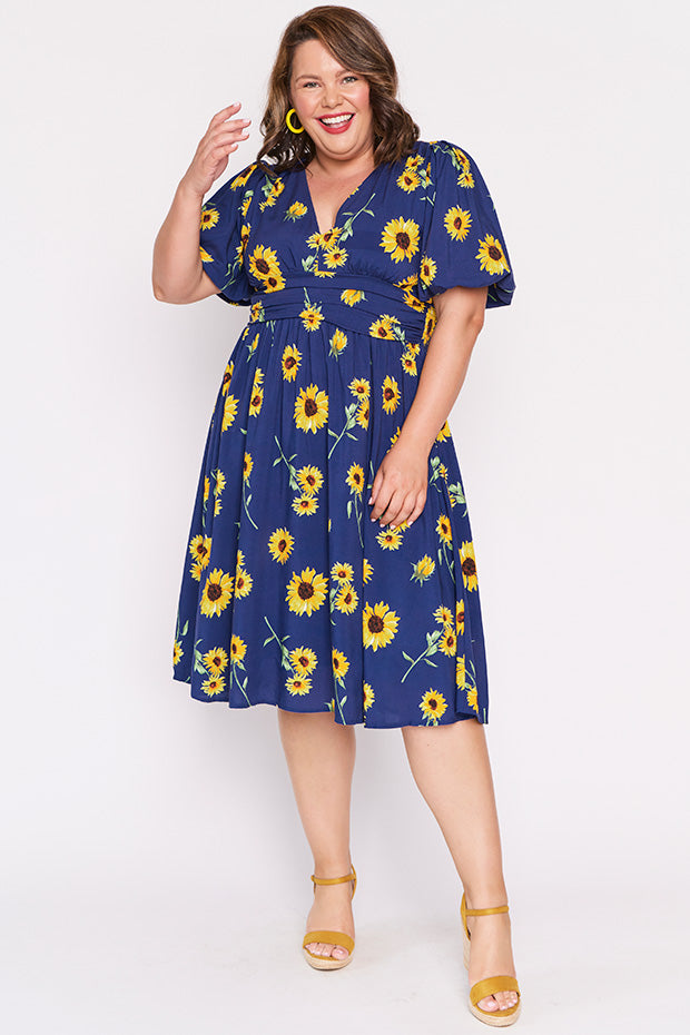 Rowan Sunflower Dress – Sunflower knee length dress