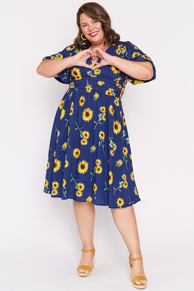 Rowan Sunflower Dress – Sunflower knee length dress