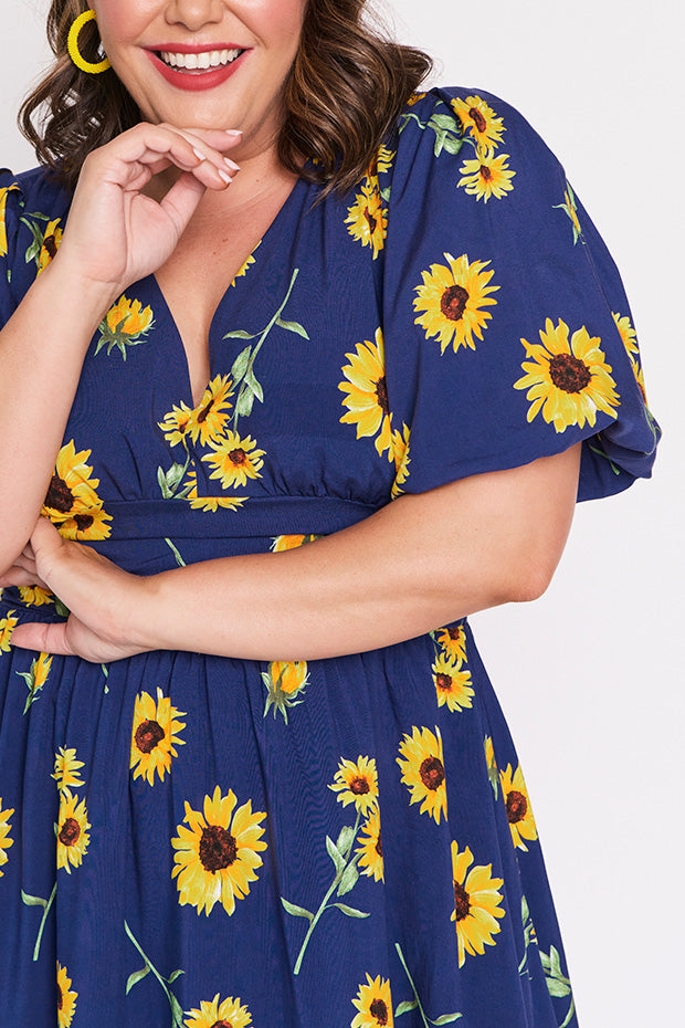 Rowan Sunflower Dress – Sunflower knee length dress