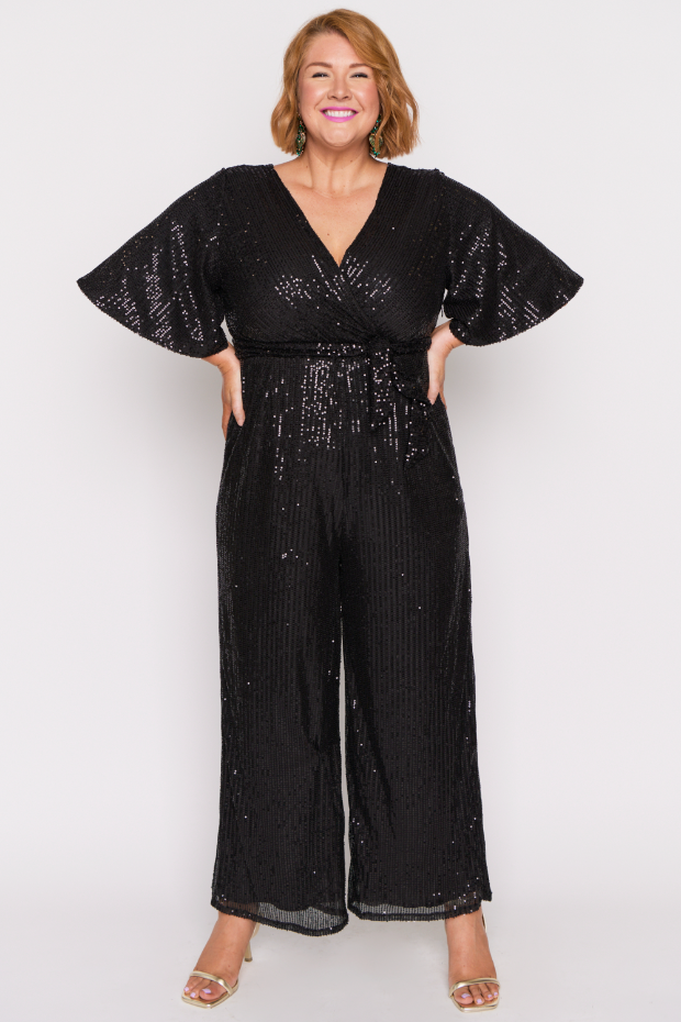 Skyla Black Sequins Party Jumpsuit – Black Sequins jumpsuit