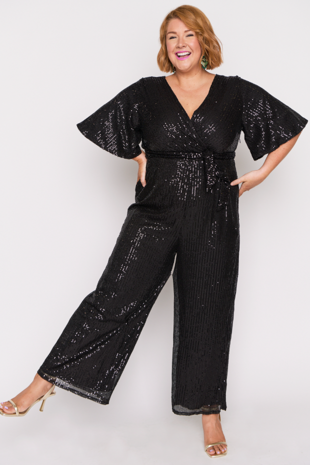 Skyla Black Sequins Party Jumpsuit – Black Sequins jumpsuit