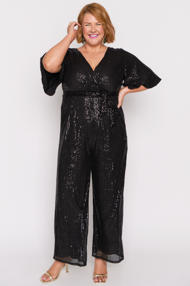 Skyla Black Sequins Party Jumpsuit – Black Sequins jumpsuit